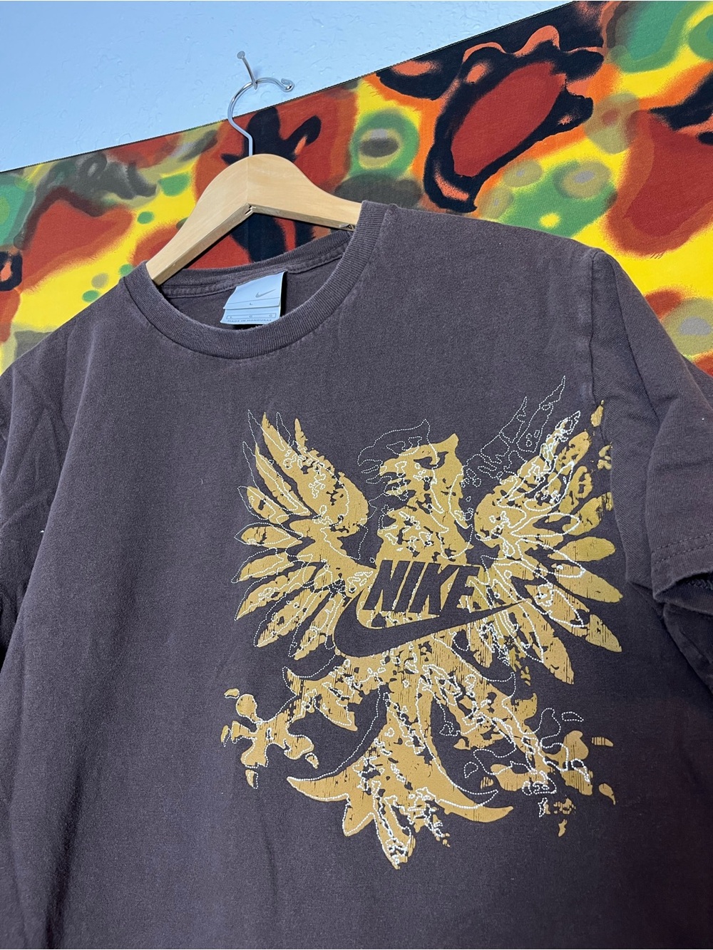 Y2K Nike Eagle Affliction Style Tee Shirt Size Large